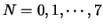 $N = 0, 1, \cdots, 7$