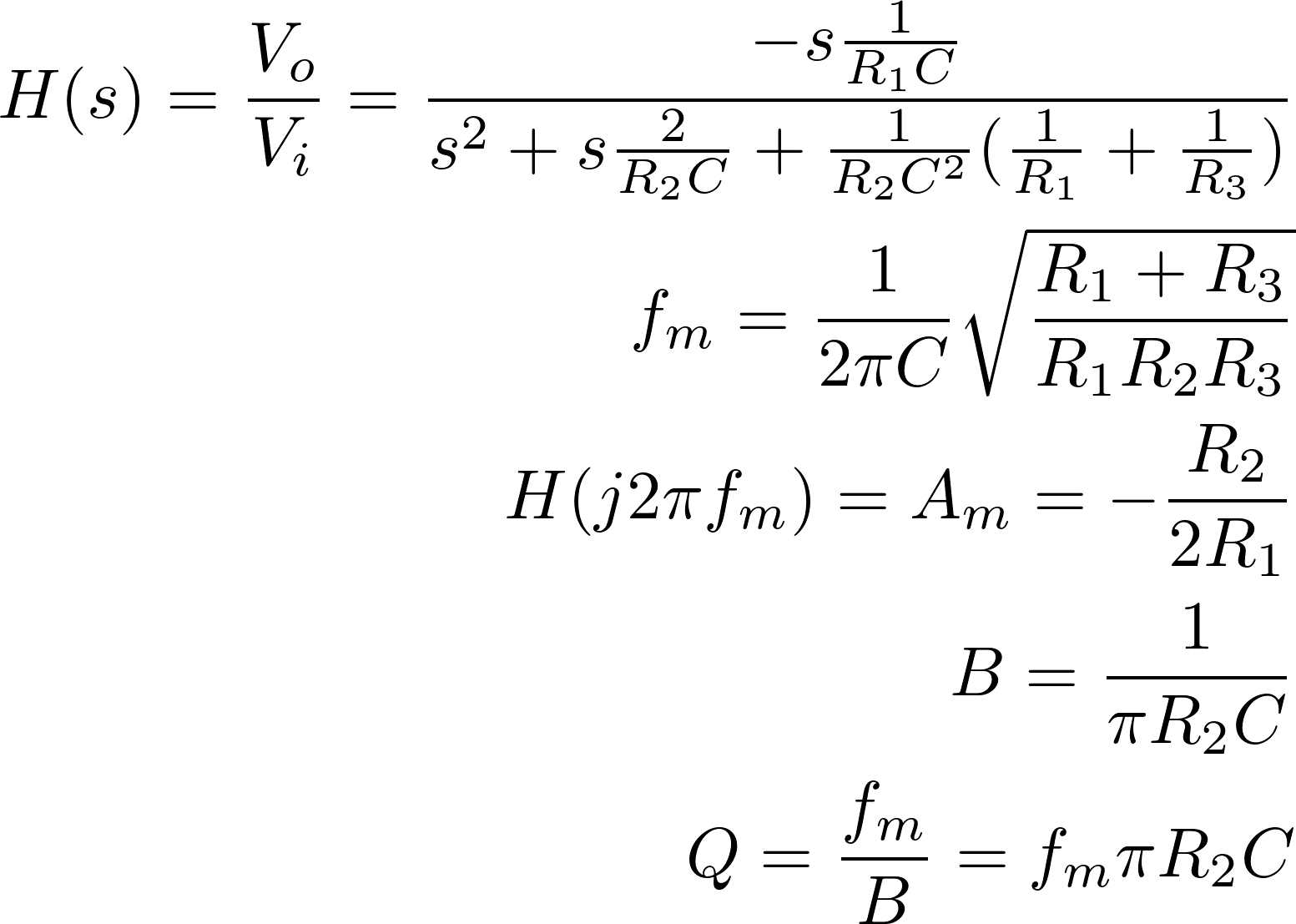 mfb bandpass filter calculator